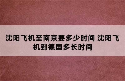 沈阳飞机至南京要多少时间 沈阳飞机到德国多长时间